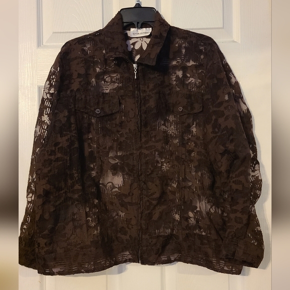 Sheer Allyson Whitmore brown Zip Up Jacket L - Picture 1 of 4
